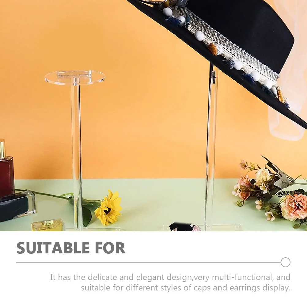 

Hat Display Stand Storage Rack Acrylic Cap Holder Jewelry Shelf Earring Sticks Multi Functional Clear Organizer