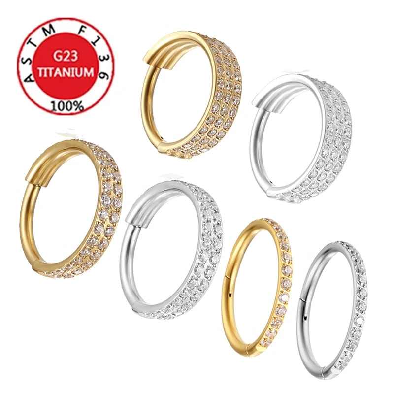 F136 Titanium ZC Nose Ring Women Hinged Segment Septum Clicker Daith Earrings Hoop Ear Cartilage Tragus Helix Piercing Jewelry