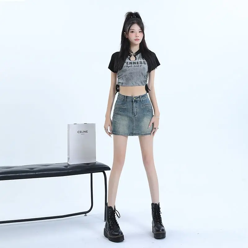 청바지 숏 스커트 플러스 사이즈 다이아몬드 데님 스커트 여성 여름 로우 웨이스트 한국 레트로 A라인 생지 스커트 청바지 데님 팬츠