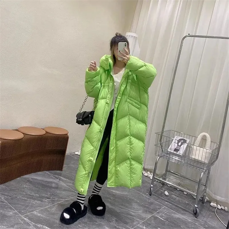 

Winter Parkas Outerwears Women's New Korean Fashion Over The Knee Cotton-padded Jacket Female Thicken Warm Black Wear A Snowsuit