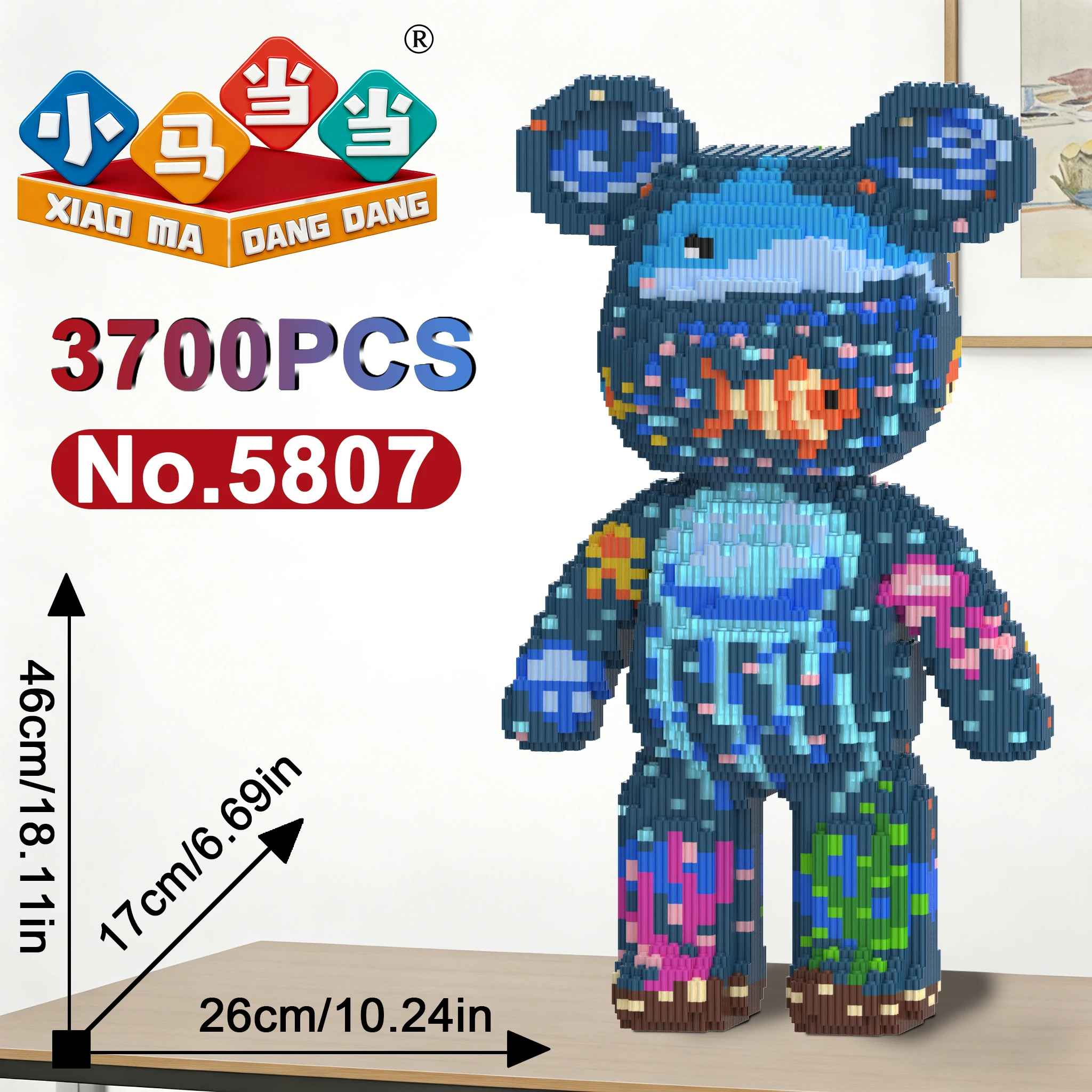 

3700Pcs Super Large Ocean Violent Bear Building Blocks Toys Living Room Decoration Puzzle Fidget Toy Creative Gift Model Blocks