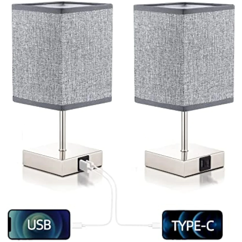

1Pcs/2Pcs Grey Desk Lamp Touch Dimmable Bedside Lamps Quick Rechargable Lamp Lighting Table Lamps for Bedroom Energy Saving