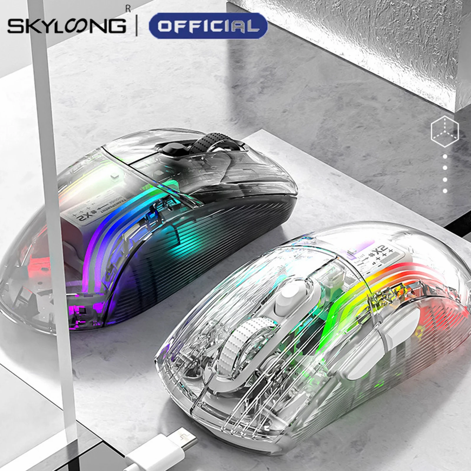 

Wireless Gaming Mouse PC Transparent Shell Computer Mute Mice With Tri-mode Bluetooth 5.0 2.4G USB 3D RGB Backlit For MAC Laptop