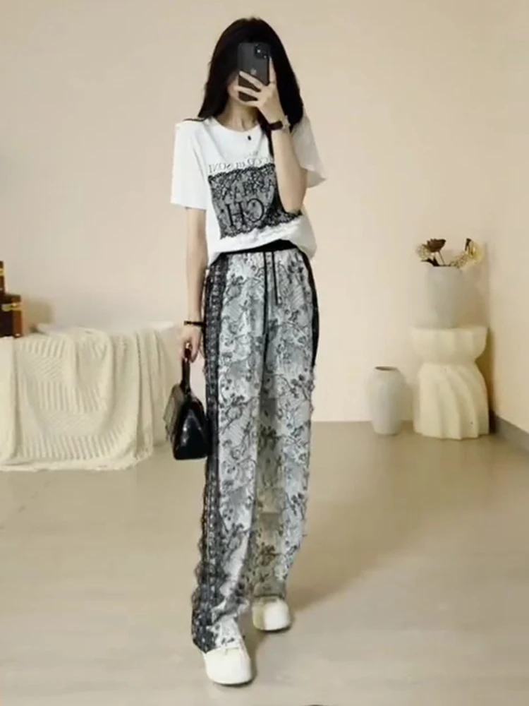 

Спортивный повседневный женский комплект с коротким рукавом, лето 2026: Новинка, модный молодежный комплект из двух предметов для молодых женщин