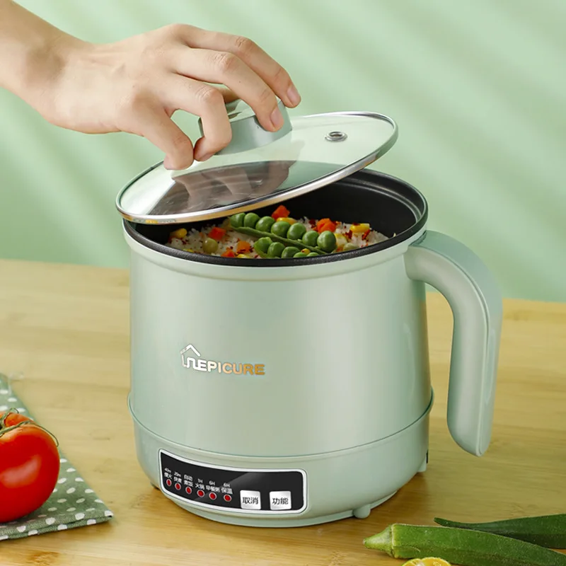 Máquina de Cocina eléctrica multifunción de 1.7L, olla caliente de una o dos capas, Mini olla eléctrica inteligente para arroz, sartén antiadherente