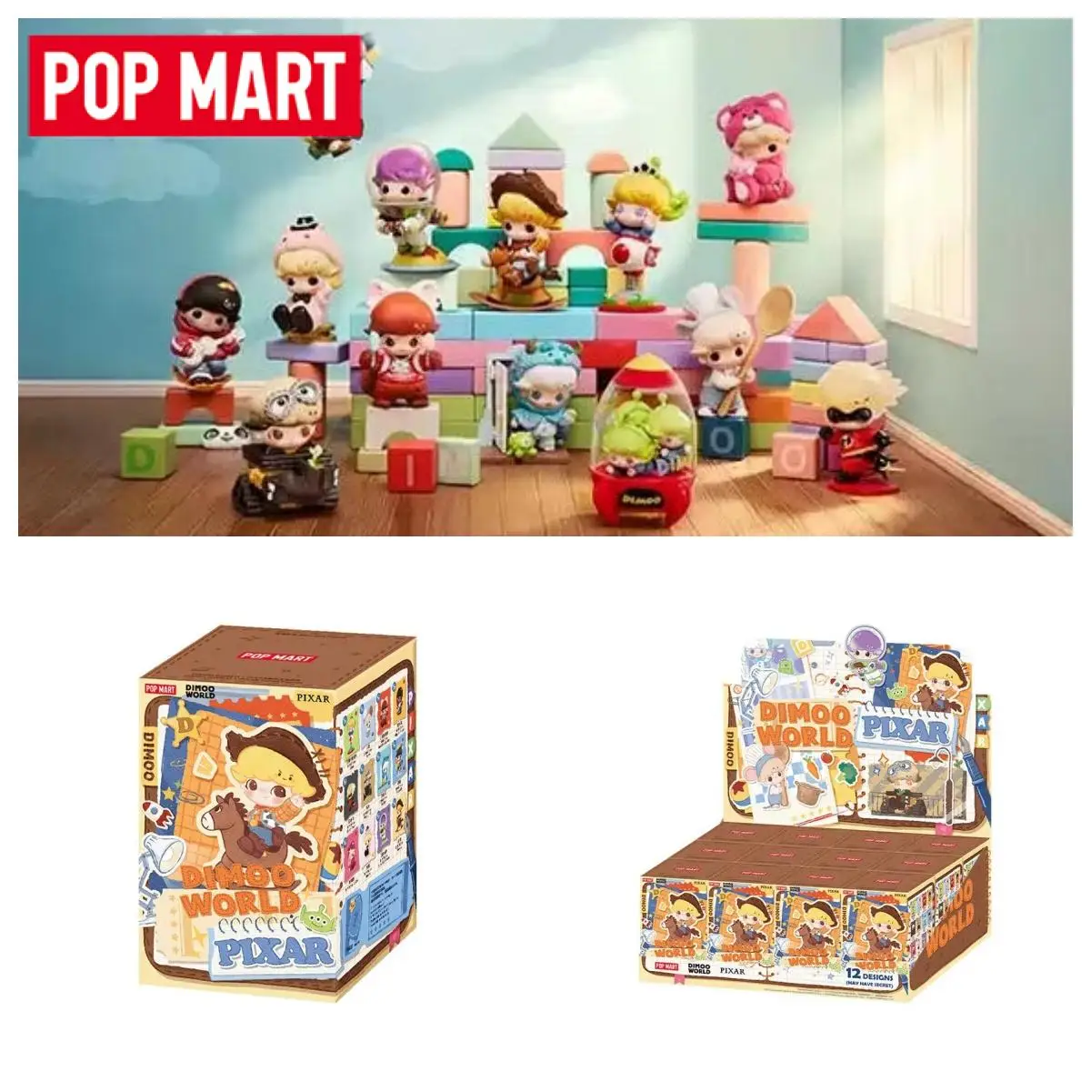 POP MART DIMOO WORLD PIXAR Series Blind Box Mystery Box Toys Kawaii Ornaments Figurines Home Decor Desktop Model Doll Gift Model