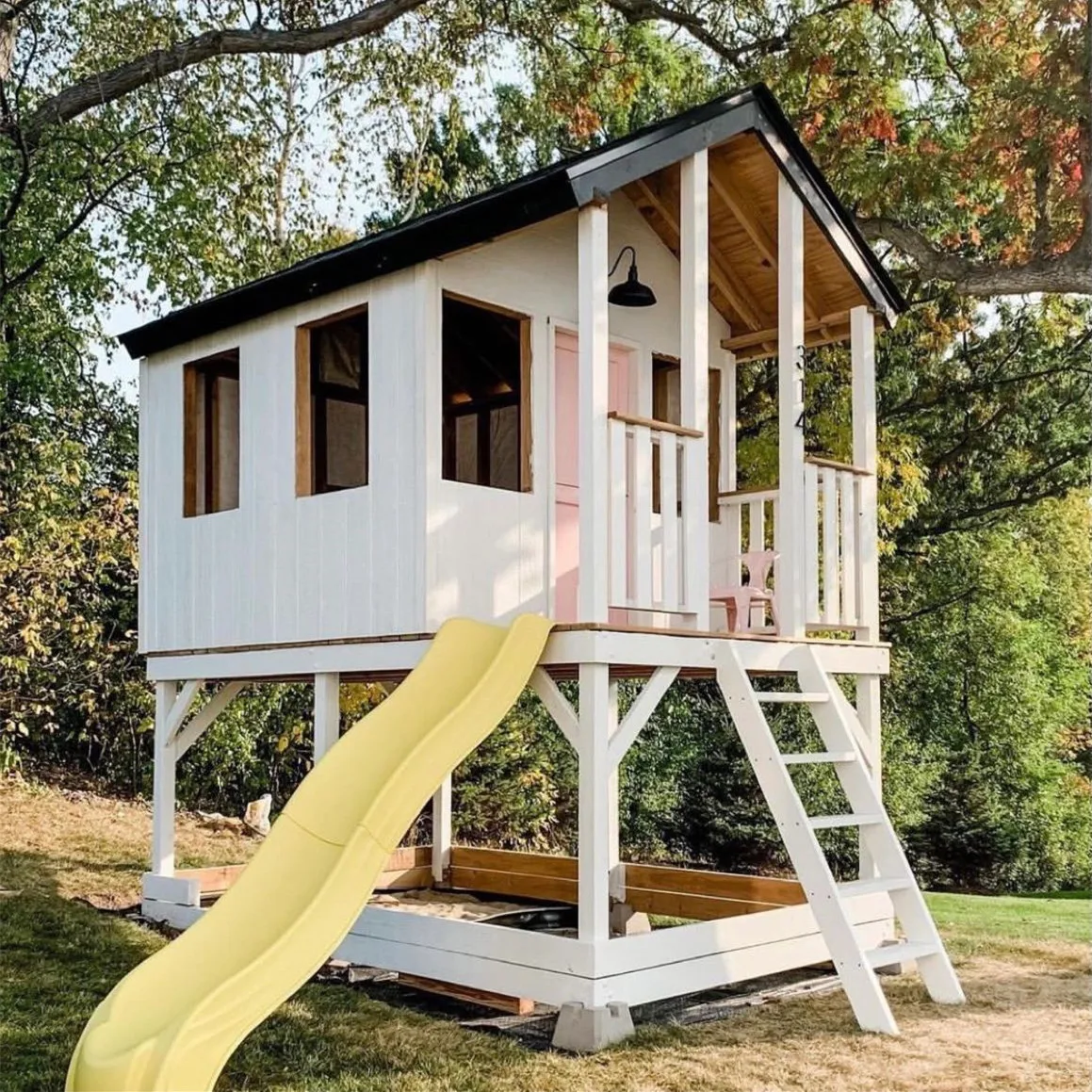 Kindergarten Playhouse Outdoor Assembly Slide Tree House Children Climbing Cabin Mobile Garden Gazebo Wooden House