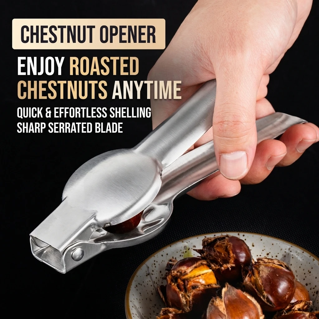 YGTITAN Chestnut Opener Tool, Stainless Steel Cross Nutcracker & Chestnut Cracker, Heavy Duty Manual Easy Shelling for Kitchen