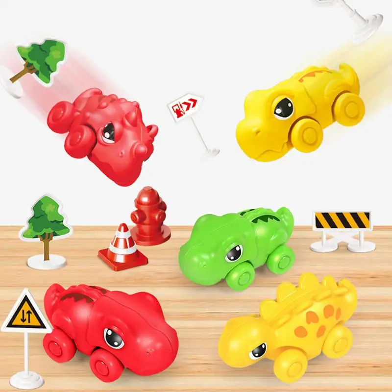 Dinosaur Truck 19pcs Folding Dinosaur Truck With Light And Sound Funny Cars Toys Interactive Party Favors For Aged 2-6