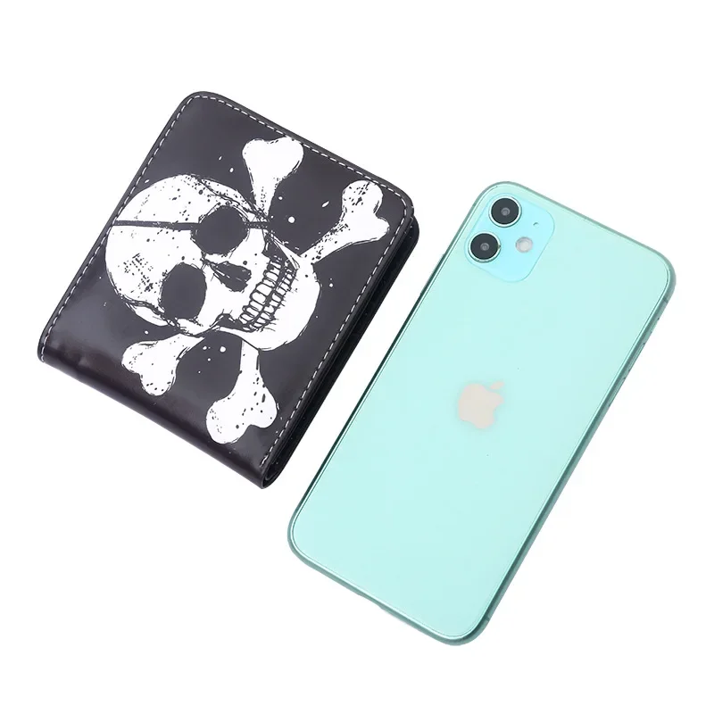 PVC Skull Pattern Short Wallet Cartoon Man Leather Wallets Retro Men's Wallet Small Change Bag Card Bag