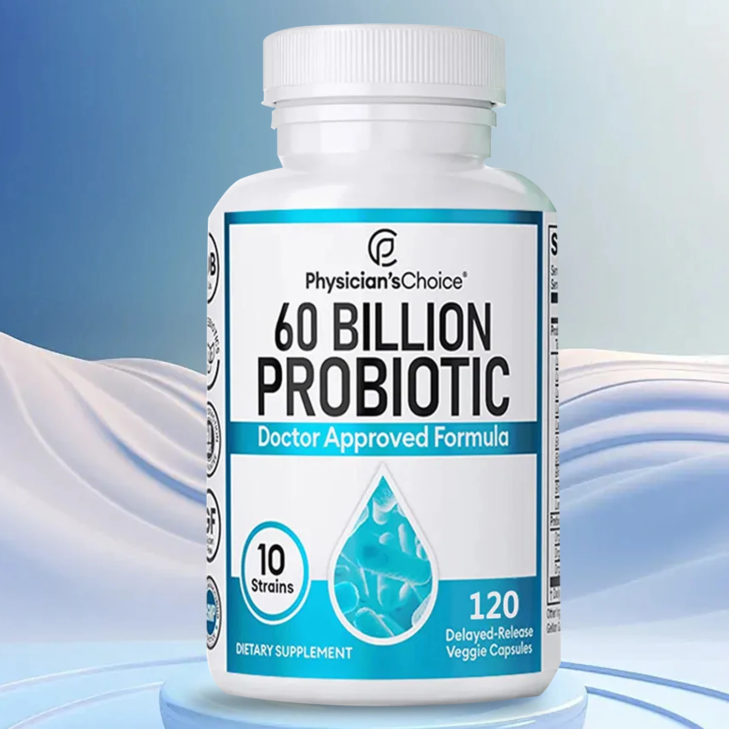 

60 Billion Probiotic Supplement Capsules - Prebiotic - Colon Cleanse & Gut Support, Digestive, Immune Support