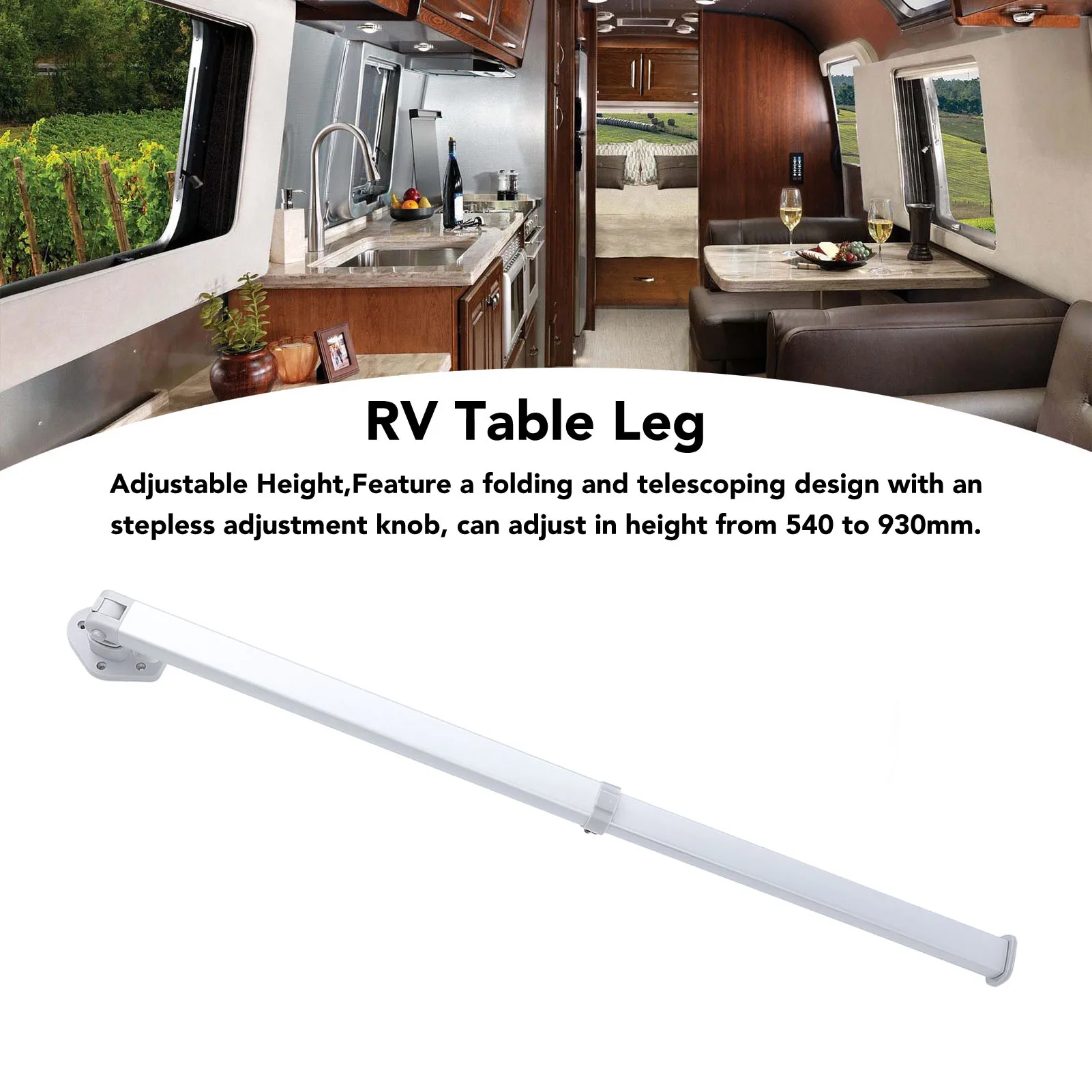 

540 to 930mm RV Table Leg Aluminum Alloy Versatile Telescoping Adjustable Table Leg for Campervan Caravan Boat Yacht Balcony