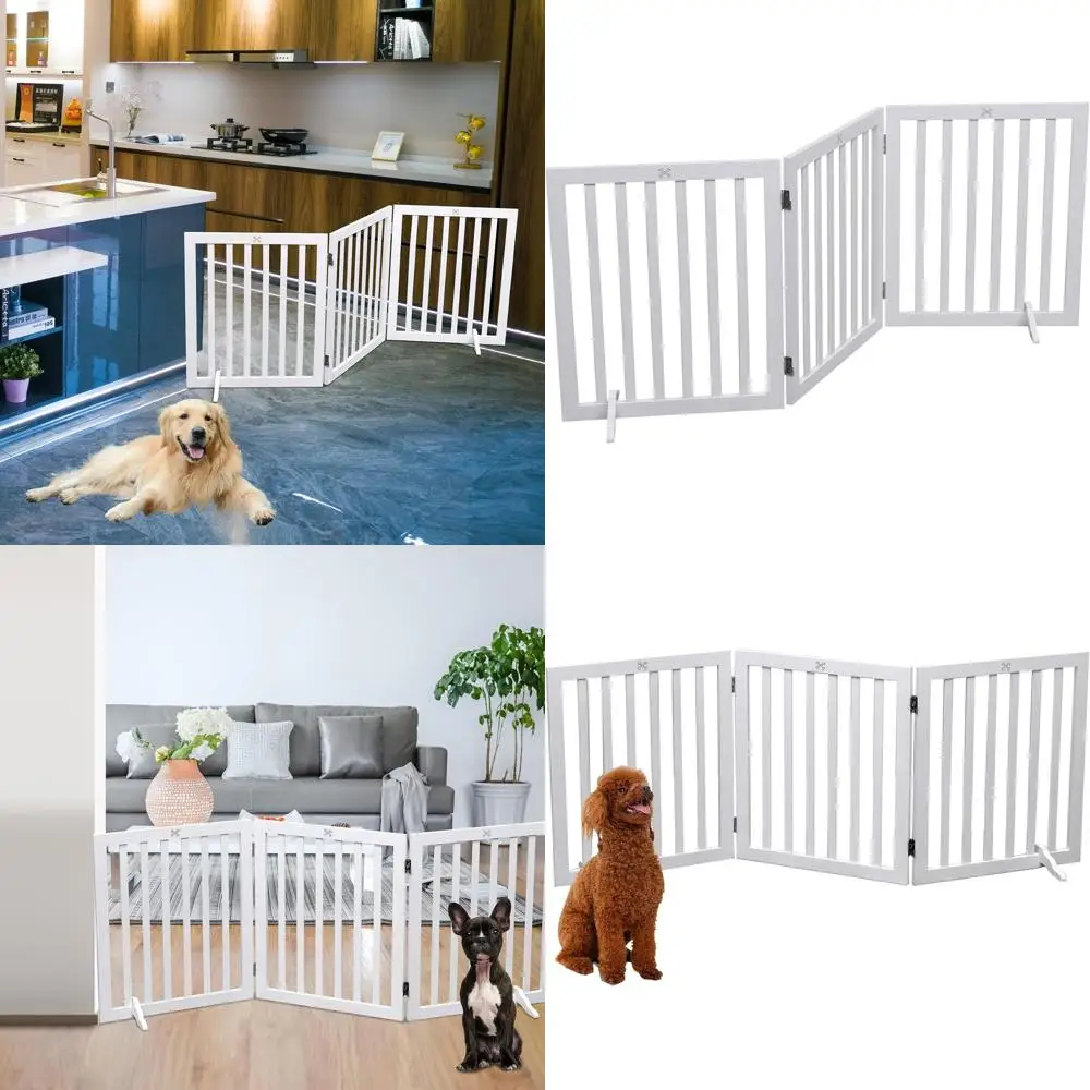 

Деревянный воротник-ограждение для собак из 3 секций, белый, высотой 23,6 дюйма, для использования в помещении, подходит для загонов, ворот и лестниц