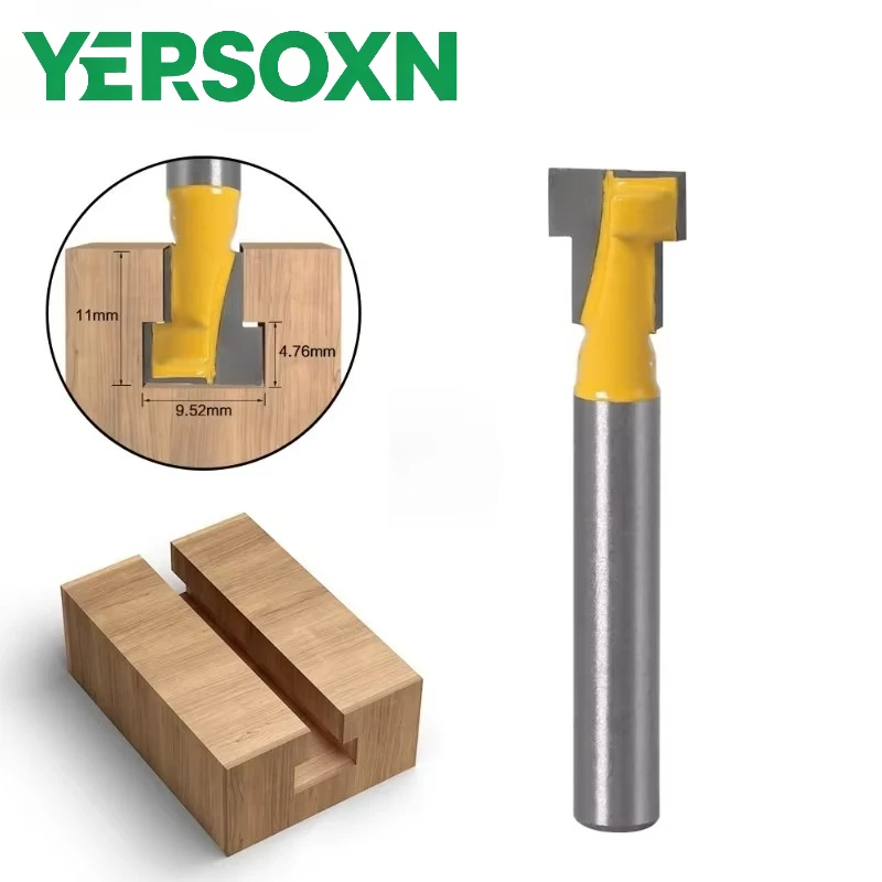 1PC 6mm Shank T-Slot Cutter Router Bit Set Multifunction Woodworking Cutter Tool Hex Bolt Key Hole Bits Milling Cutter for Wood