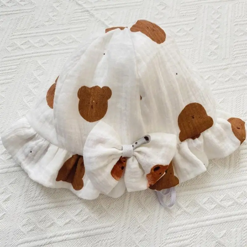 

Q22D Baby Girl Sun Protective Hat Newborn Hospital Hat with Bowknot Infant Bonnet Hat