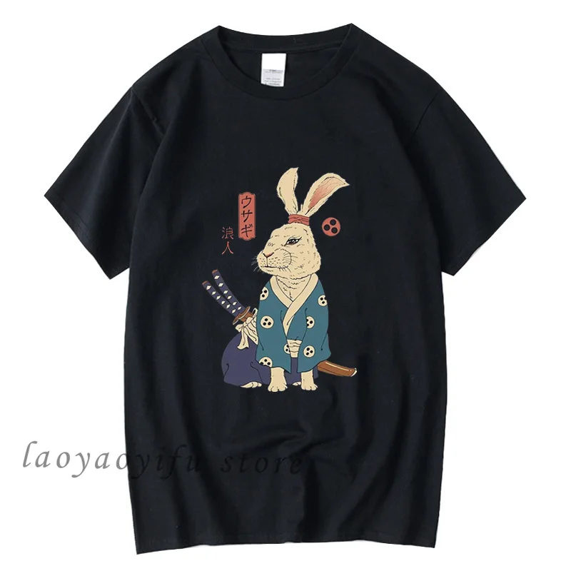 

Vintage Japan Style Bunny Print Tops Kawaii Harajuku Streetwear Anime Shirt Women Men Casual Cool Loose O-neck Tee Camisetas