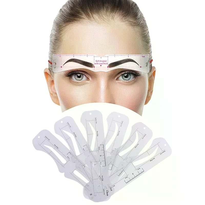6 stili fissabili sopracciglio stencil modellatore per toelettatura adesivi riutilizzabili strumenti per trucco per timbro cosmetico per sopracciglia