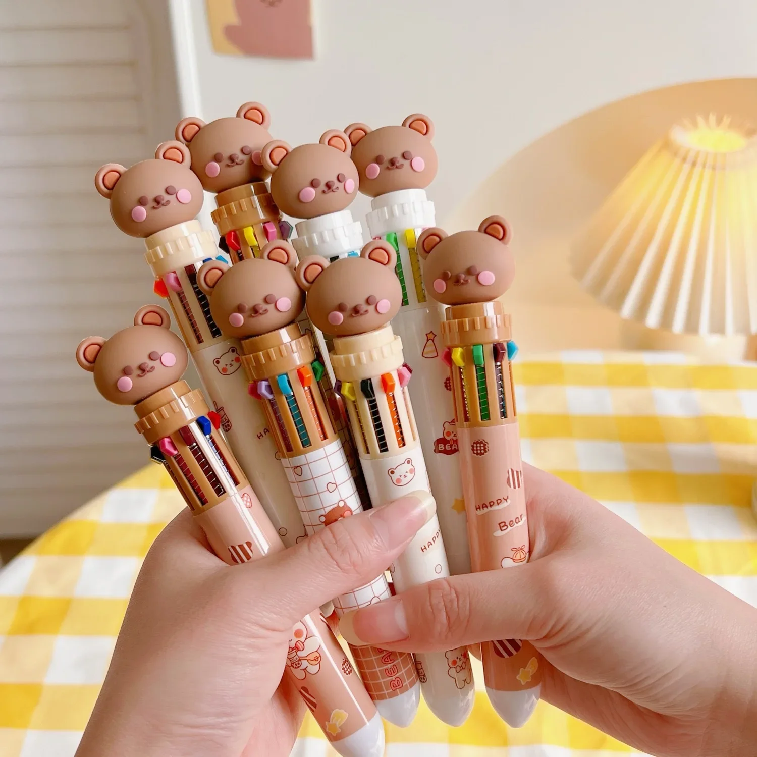 Japanese 10 Colors Cute Creative Ballpoint Pen Cute bear Silicone Multicolor Pen for Office Stationery Supplie Papelaria Escolar