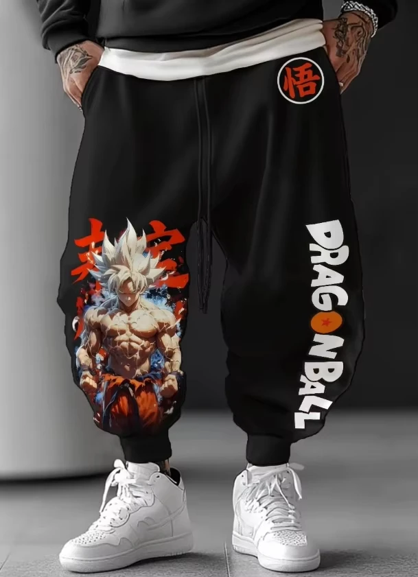

Мужские свободные спортивные брюки с принтом Dragon Ball Z Super Saiyan, уличный стиль, всесезонные брюки, аниме-фигурка, косплей