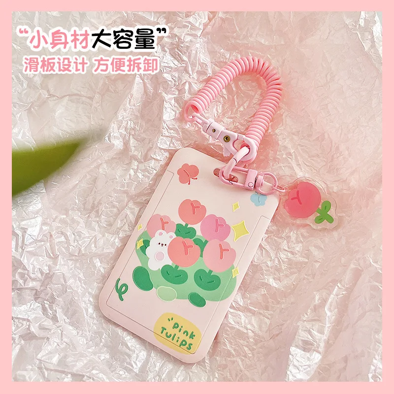 Student Cute Cartoon Card Holder Kpop Photocard Holder Credit Id Bank Card Bus Card Protective Case Pendant Keychain School Stat