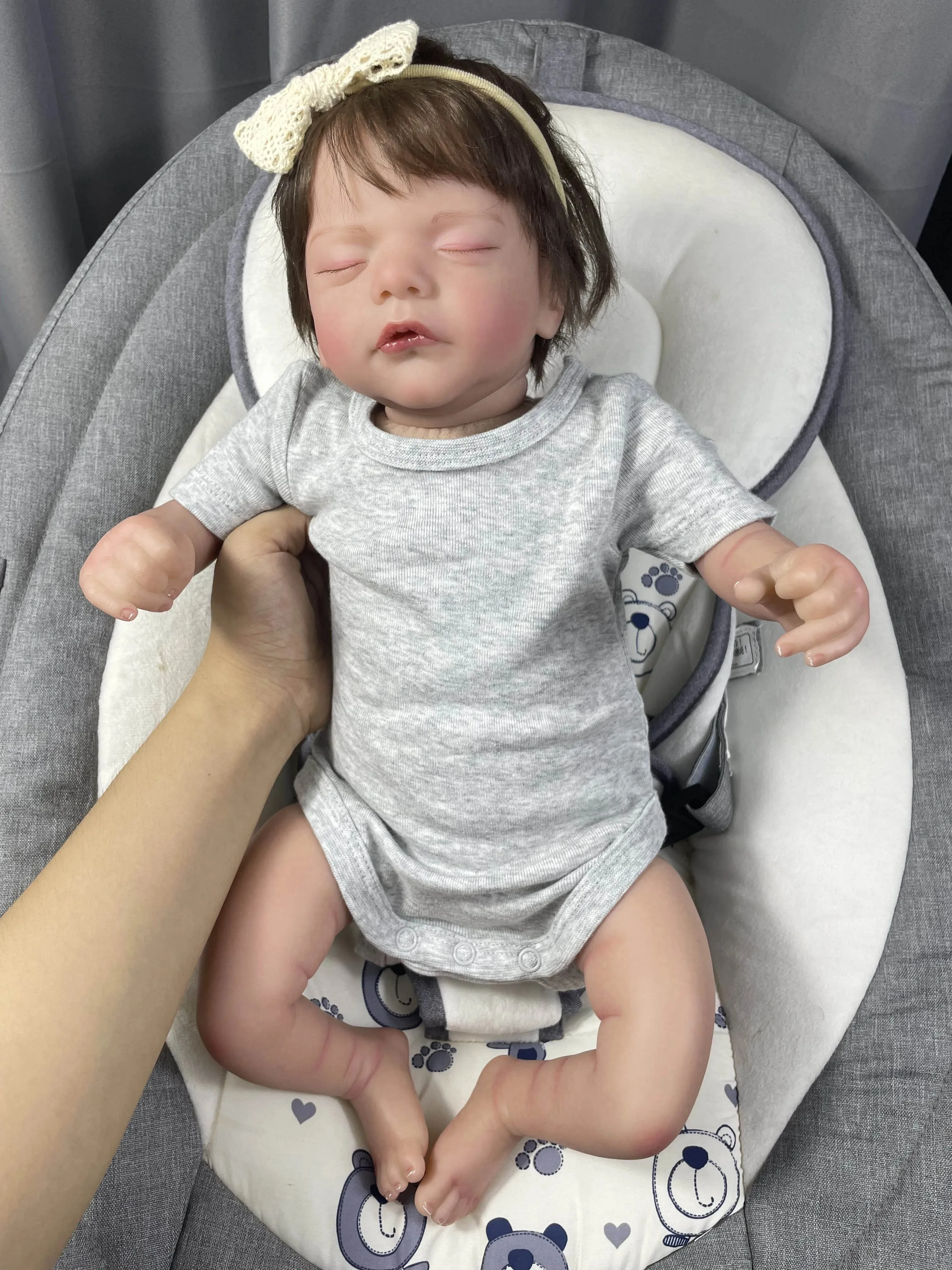 18inches Sam Already Finished Painted Reborn Doll Parts Very Lifelike Visible Veins with Cloth Body Included Hand-rooted hair