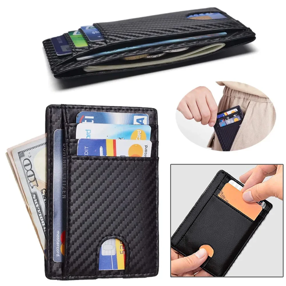 ID Credit Bank Card Holder Wallet Men Leather Protective Slim Mini Small Money Wallets Case for Women Fashion Bag 11.2x8.2x0.3cm