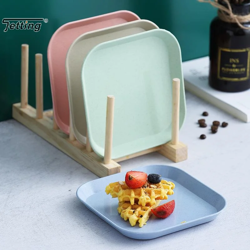 5pcs/set Wheat Straw Bone Spitting Plate Fruit Dining Table Plate Kitchen Tools Snack Plate Cookie Cake Storage Tray
