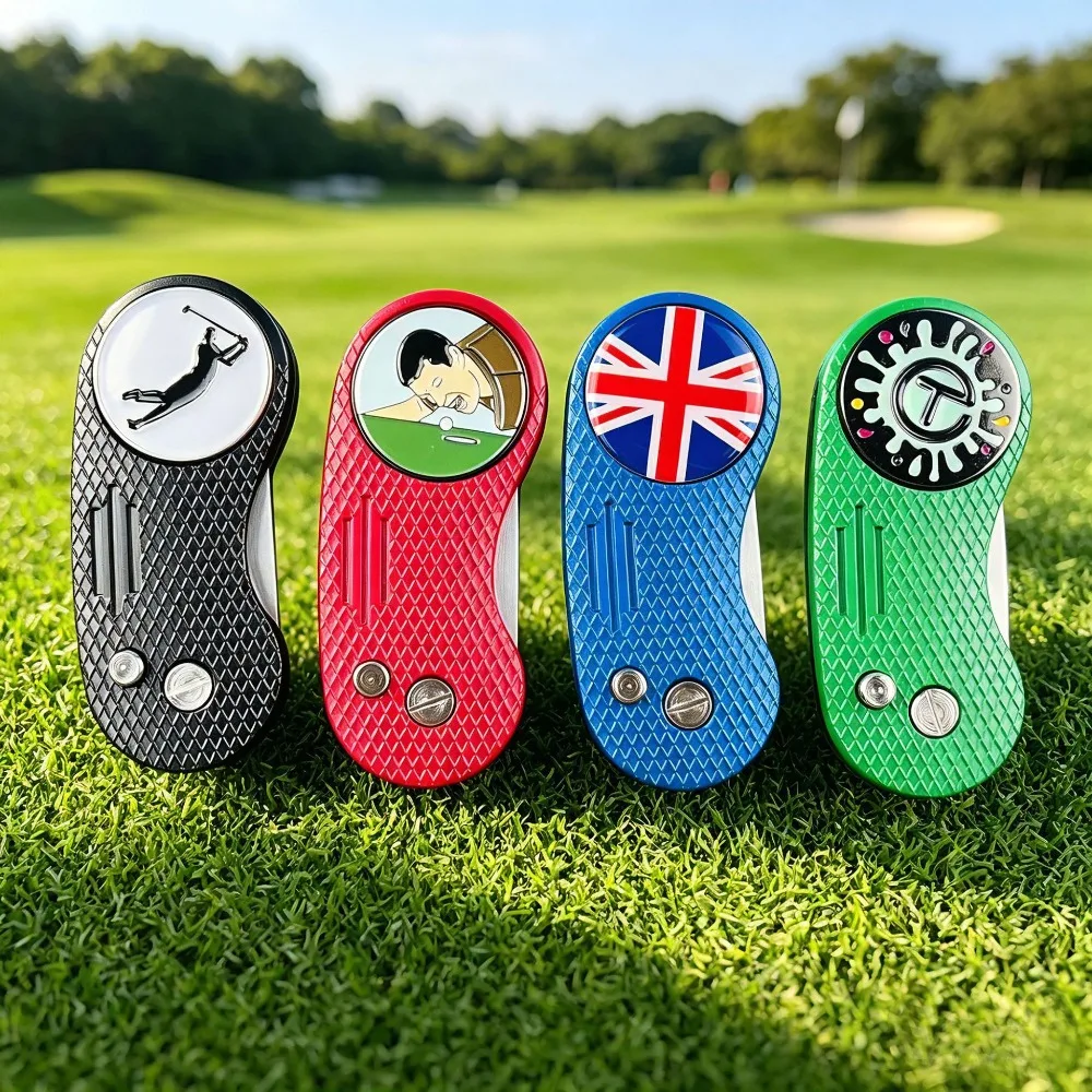 Portable Golf Green Fork Turf Repair Tool Stainless Steel Foldable Ball Fork Belt MARKERgolf Outdoor Products