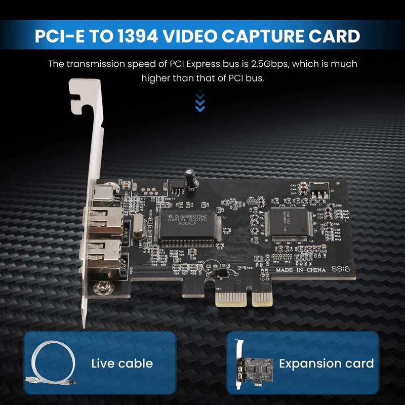 PCI-E PCI Express FireWire Card, IEEE 1394 Controller Card with Firewire Cable, for Video, Audio Transmission,Etc-A55K