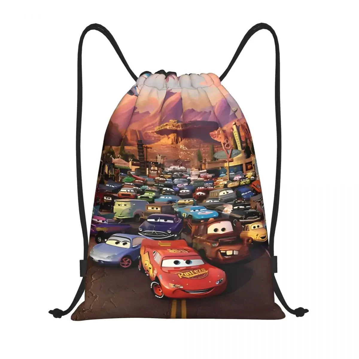 

Happy Family Lightning McQueen Cars Drawstring Backpack Sports Gym Sackpack String Bags for Running