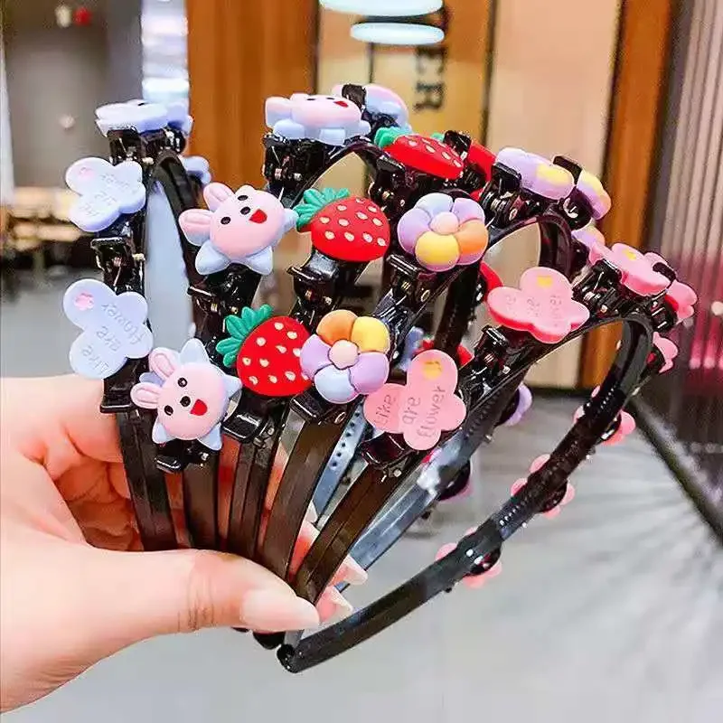 Hair Band Children\'s Flower Headband Bangs Clip Braided Hair Band Hairpin Pressure Princess Cute Hair Clamp with Tooth Anti-skid