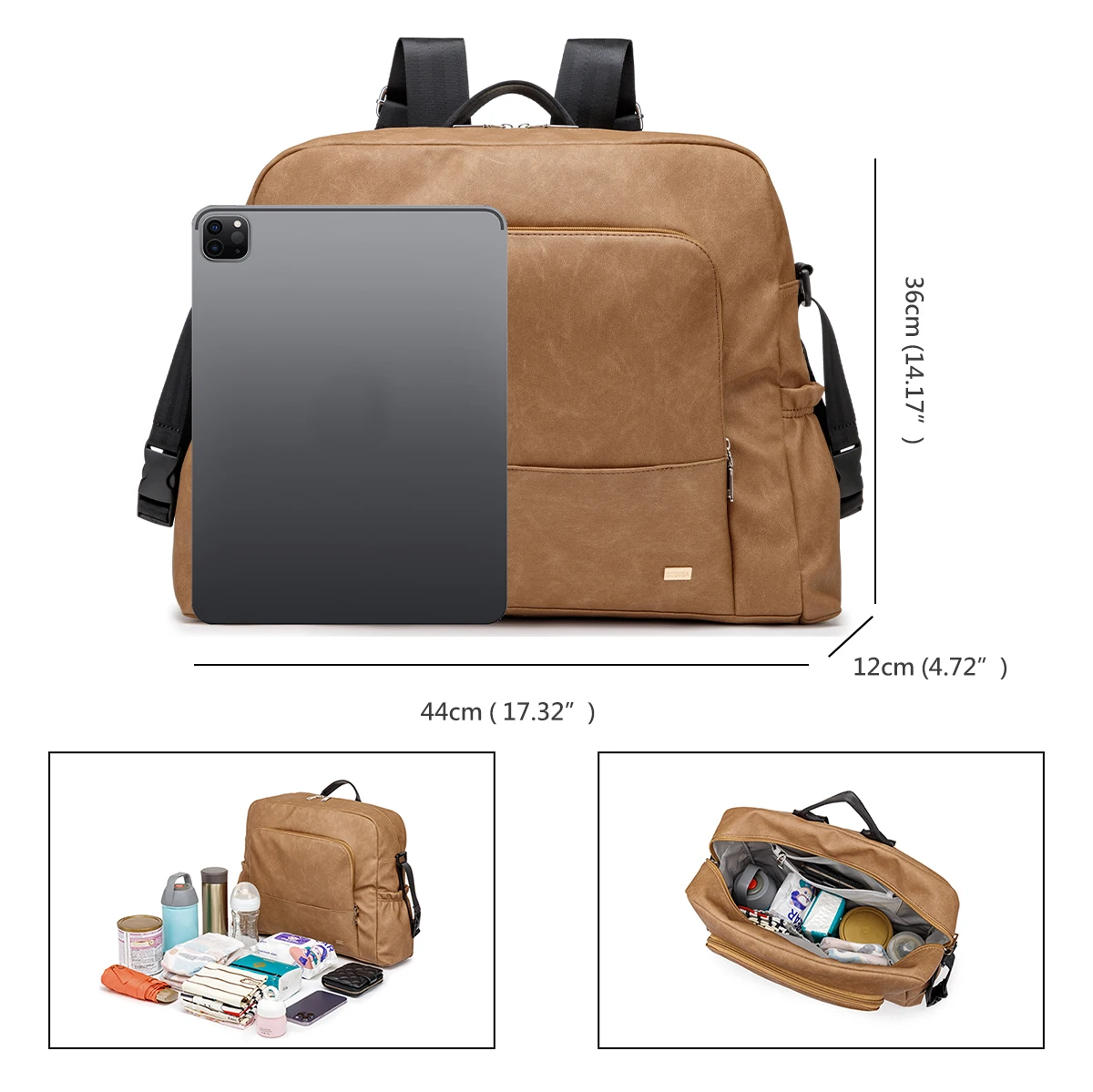 حقيبة ظهر Soboba New Mommy Diaper ذات سعة كبيرة ومتعددة الوظائف وحقيبة حفاضات مقاومة للماء للخروج السريع مع شريطين