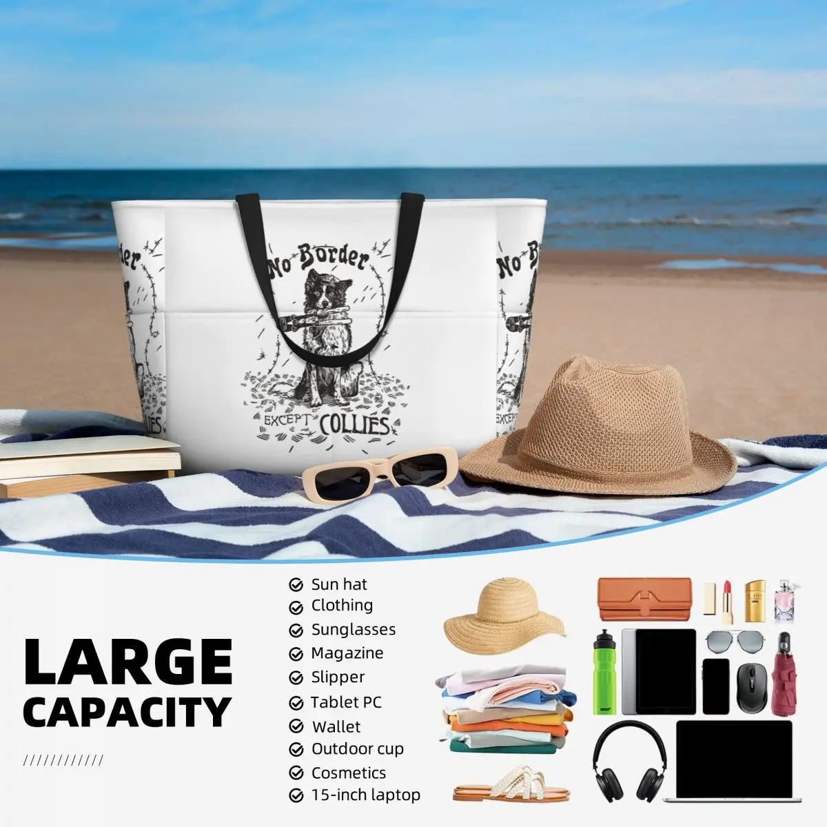 ไม่มีขอบเขตใดๆ ยกเว้นกระเป๋าโท้ทลายคอลลี่ กระเป๋าโท้ทสำหรับเล่นกีฬา ยิม โยคะ กระเป๋าโท้ทขนาดใหญ่ กระเป๋าเดินทางสำหรับผู้หญิง กระเป๋าฟิตเนส