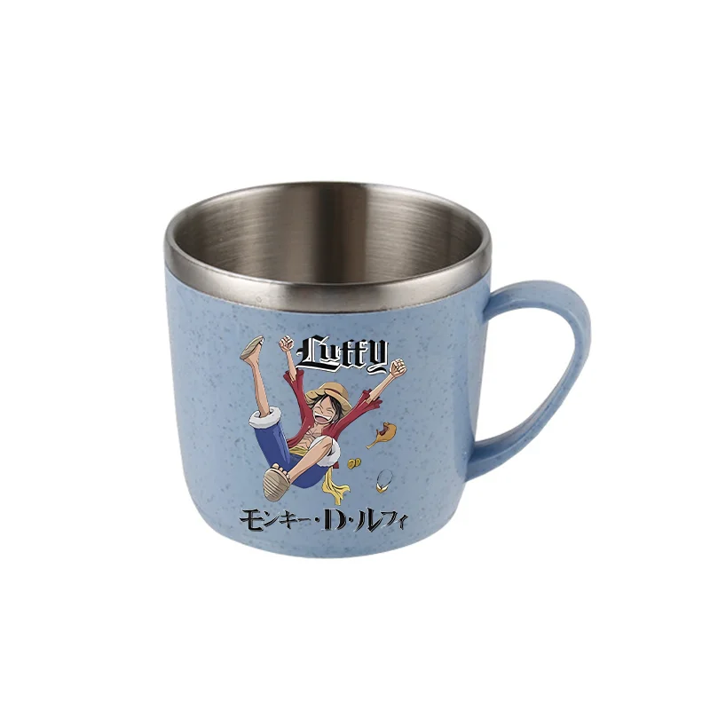 One Piece Water Cup Cartoon Anime Print Stainless Steel Drinking Glass Luffy Double Layered Heat-resistant Coffee and Milk Mug view 5