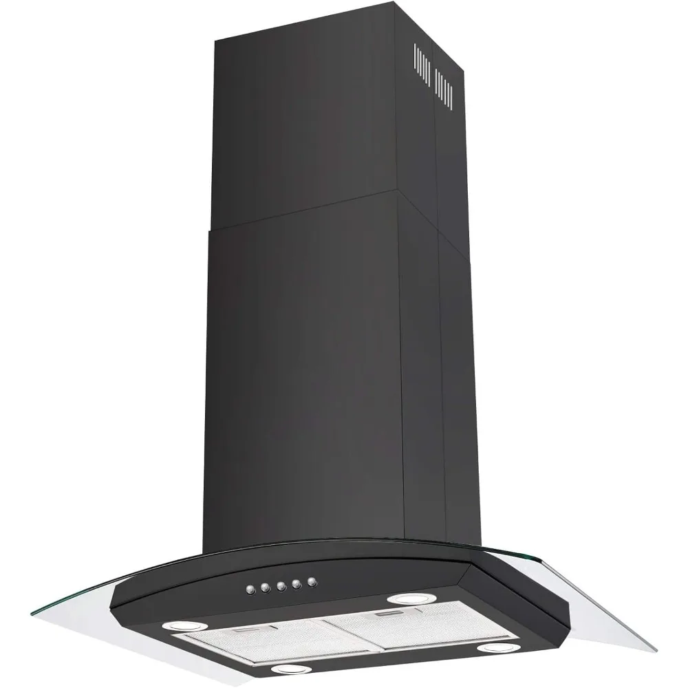 Range Hood, 30 Inch Black 700CFM, Ceiling Mount Kitchen Extractor Stove Exhaust Fan, 5-layer Filters, Range Hood