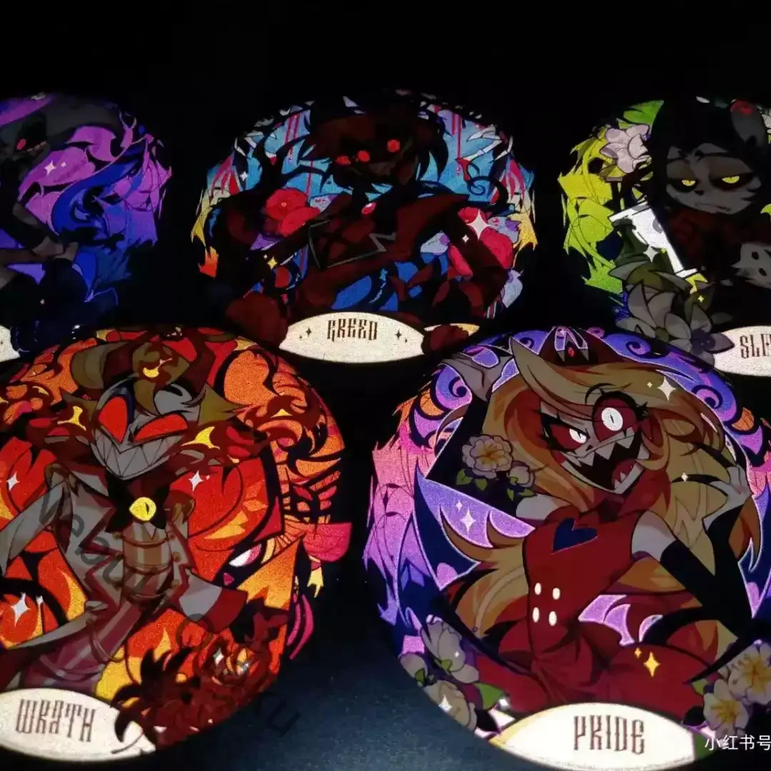 Hazbin Hotel Husk Vox Lucifer Morningstar Alastor Angel Reflect Light Badge Cosplay Colleagues Souvenir Anime Peripheral Gifts