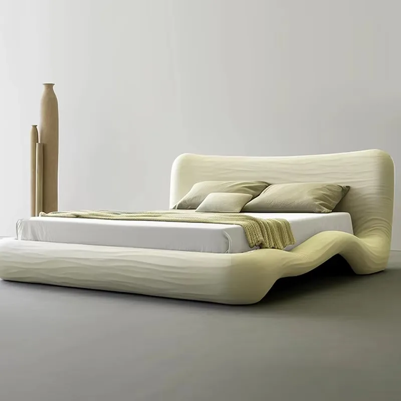 

Europen Luxury Velvet Bed Double Set White Large Floor Adults Headboards Bedroom Beds King Size Loft Cama De Casal Furniture