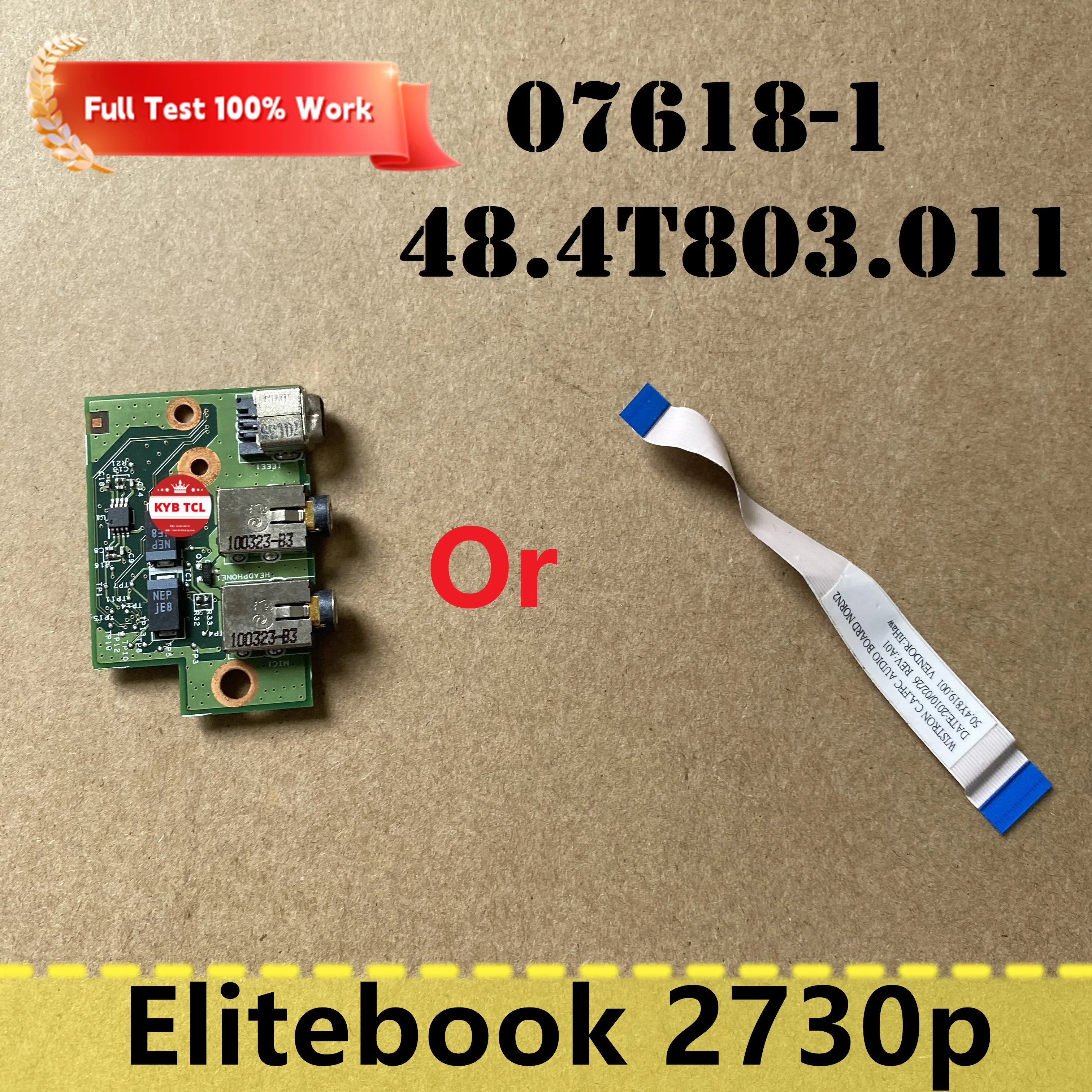 For HP Elitebook 2730p Laptop Audio Sound Board With Ribbon Cable 07618-1 48.4T803.011 Notebook