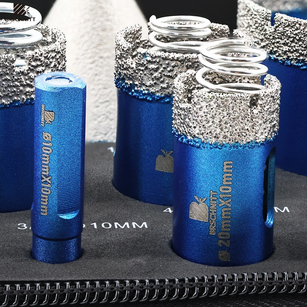 BRSCHNITT Diamond Drill Core Bit Set 11pcs 6-65MM Ceramic Tile Spring for Tile Marble Granite Stone Porcelain Hole Saw Drill Bit