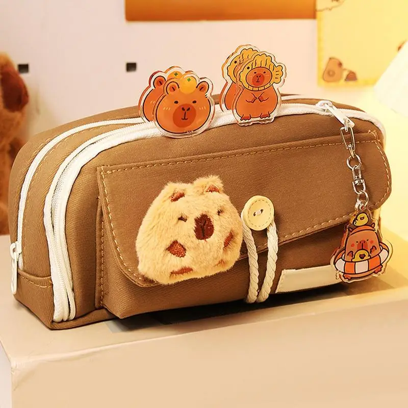 

Large Capacity Pencil Case Creative Cartoon Capybara Pencil Case Wide Opening Pen Bag Multi-functional Stationery Storage Pouch