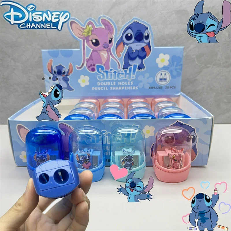 1/3pcs 2024 Disney Stitch Double Hole Pencil Sharpener Student Stationery Transparent  Angel Pencil Sharpener Wholesale Gift