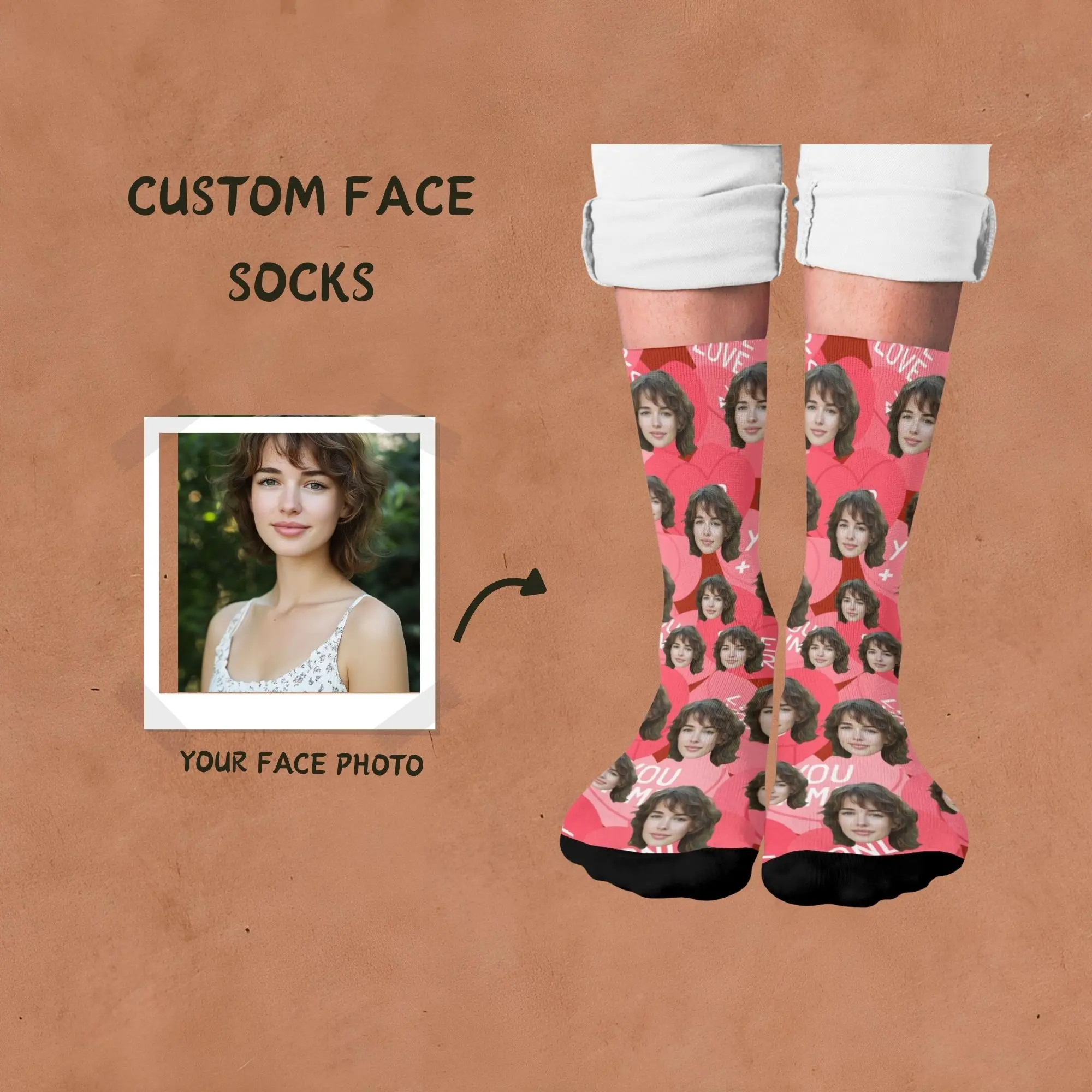 

Романтические носки «Любовь» на День святого Валентина, персонализированные носки с сердечками в виде лица «LOVE», текст на розовом идеальном годовщине свадьбы, сладкий подарок