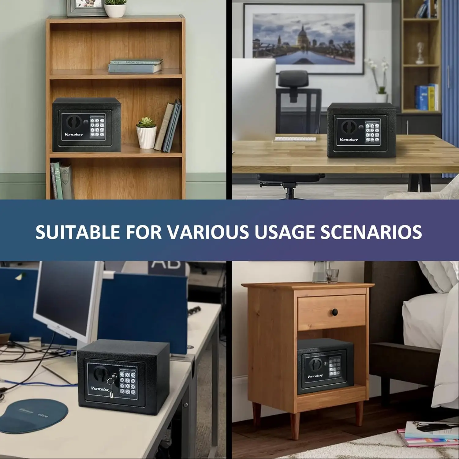 Fireproof Security Safe Box with Digital Keypad, Sensor Light & Emergency Keys - 0.23 Cubic Feet for Home Use