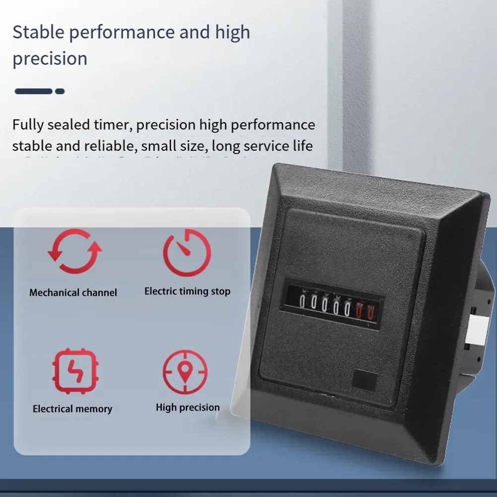 Industrial Mechanical Timer 72*72*40mm HM-1 HM-2 Improved Timer 99999.9H Count Range 220VAC Industrial Timing Engineering Machin