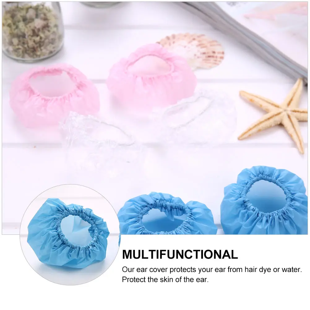 60Pcs Hair Dye Ear Covers Waterproof Disposable Ear Caps Lightweight Comfortable for Hair Treatment Bathing Oil Dye Application