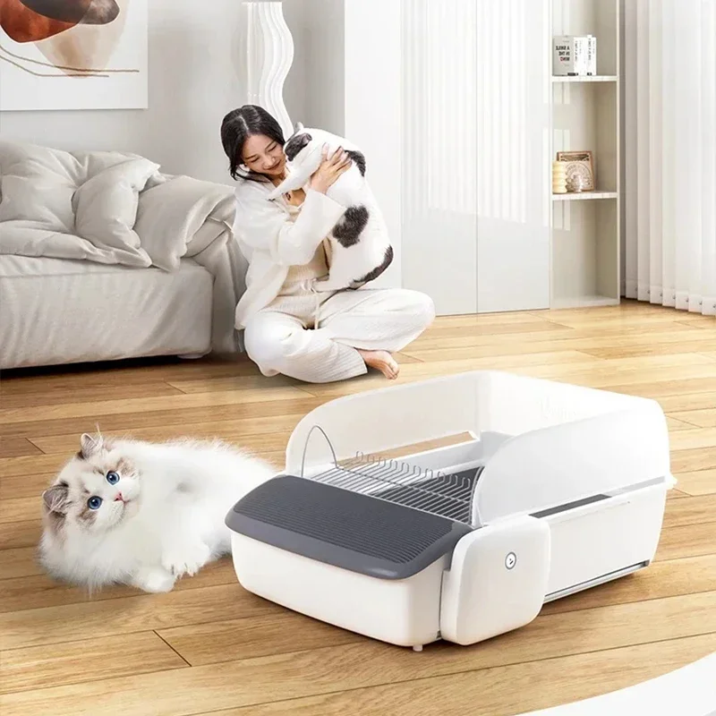 APP Control Smart Cat Litter Box, Automatic, Semi-closed, Self-cleaning, Toilet for Pet, Cat Products, 7L