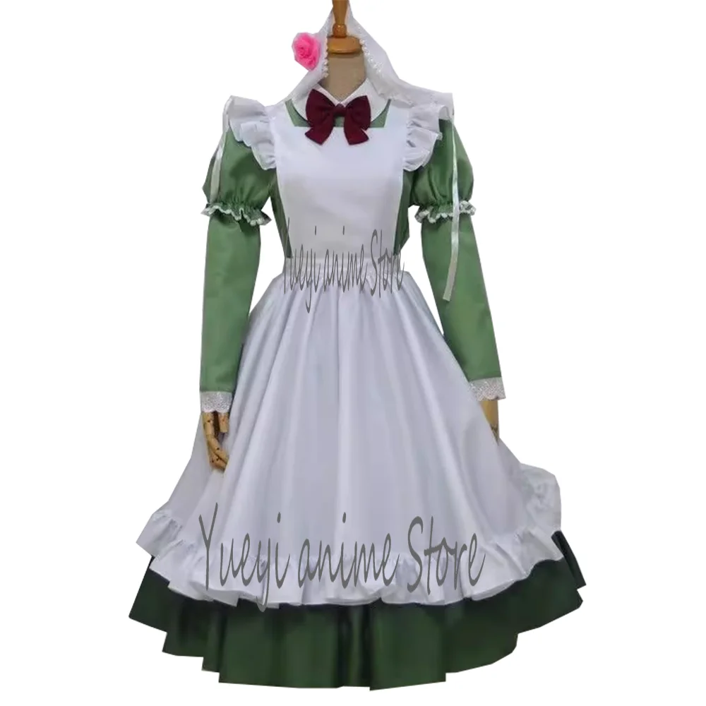 

customized--Women's Cosplay Costume Anime Hetalia Hungary Green Maid Dress White Apron for Halloween Party Costume