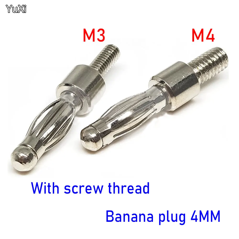 

YUXI 1pcs Uninsulated Banana Plug with 4mm Thread Bolt Fitted for M4/M3 Panel Installation Screw Connector Copper Nickel Plating