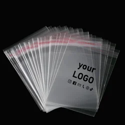 100 pieces of transparent opp packaging bags, plastic ziplock bags, self-adhesive bags, storage bags, printed logo