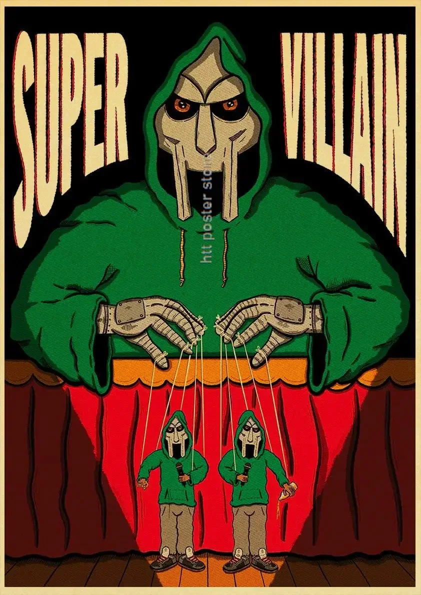 Vintage Hand Painted Wall Art MFDoom Madlib Singer Rap Hip Hop Music Album HD Canvas Poster Print Living Room Bedroom Home Decor